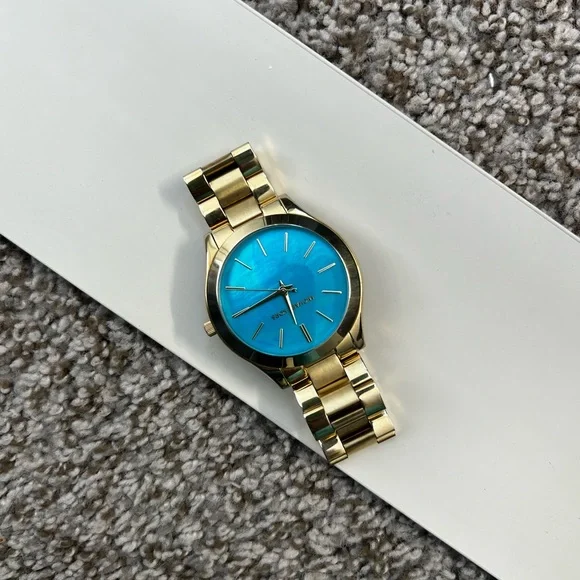 Michael Kors Gold and Turquoise Watch - Picture 2 of 3